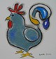Blue Rooster on White